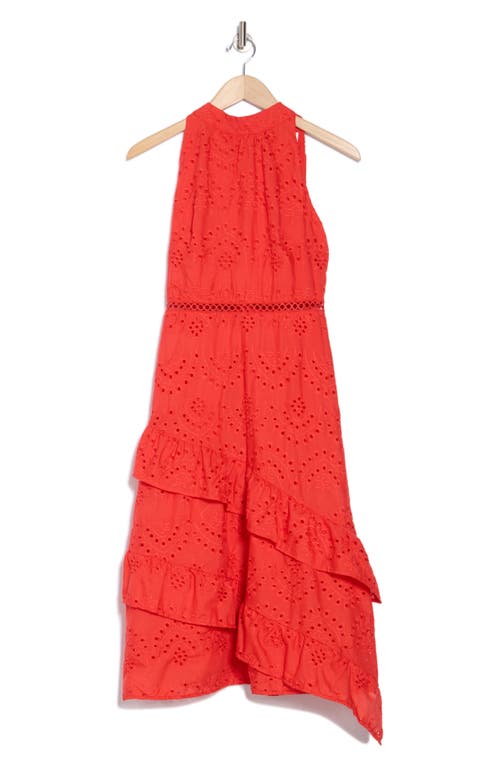SAM EDELMAN SAM EDELMAN HIGH NECK EYELET MIDI DRESS 