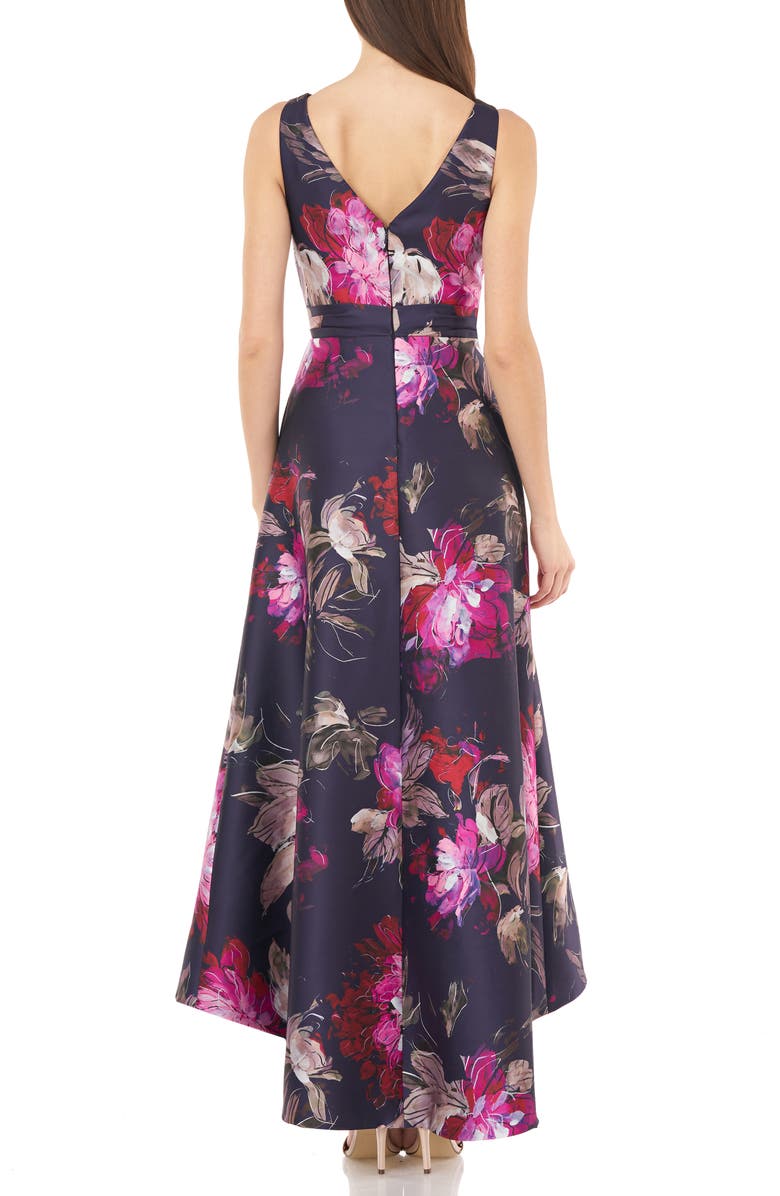 Carmen Marc Valvo Infusion Faux Wrap Front Sleeveless High/Low Gown, Alternate, color, 