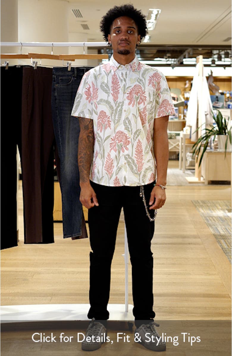 Ginger Burst Short Sleeve Button-Down Cotton Blend Sport Shirt, sales video thumbnail