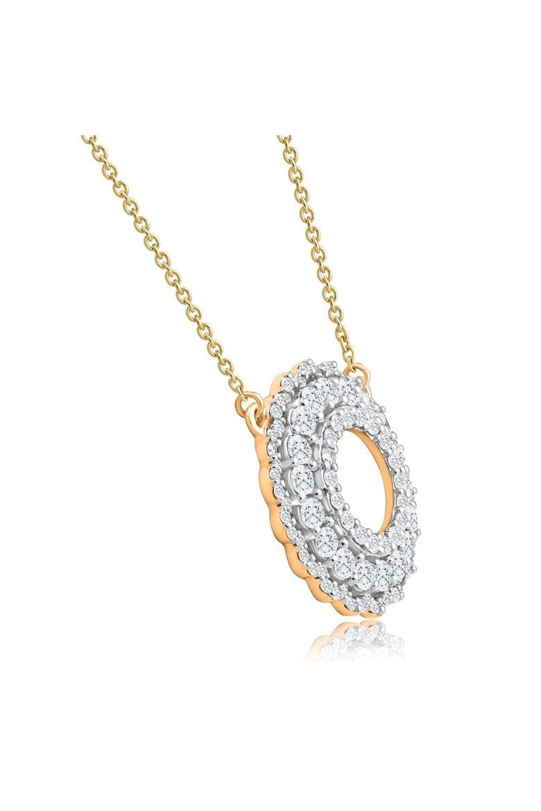 1Ct TW Diamond Circle Pendant Women's Lab Grown 18mm Wide 18" Necklace, Alternate, color, 10k yellow Gold
