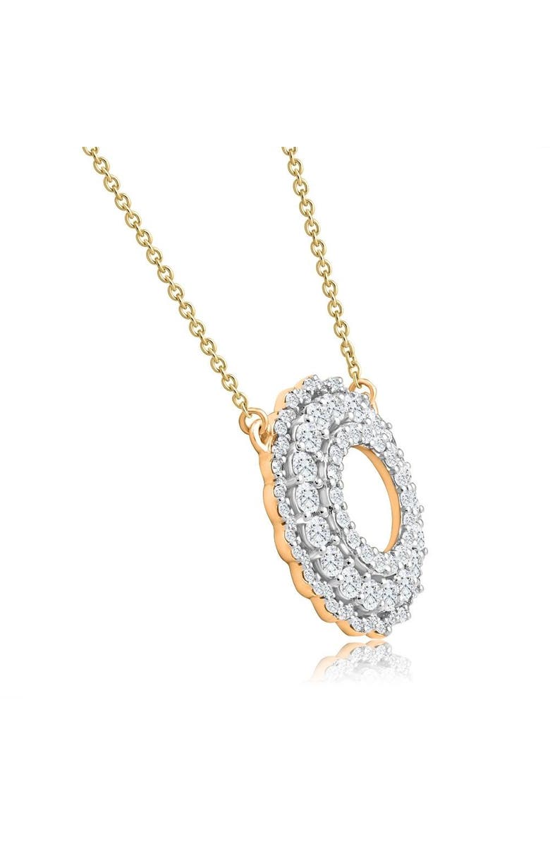 Bliss Diamond 1Ct TW Diamond Circle Pendant Women's Lab Grown 18mm Wide 18" Necklace, Alternate, color, 10K Yellow Gold