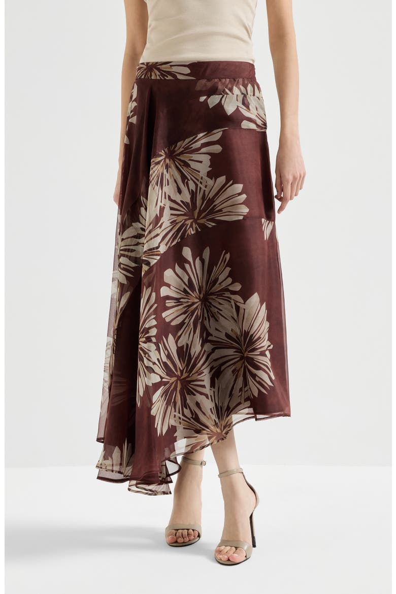 Bloom print fluid skirt, Main, color, Bordeaux