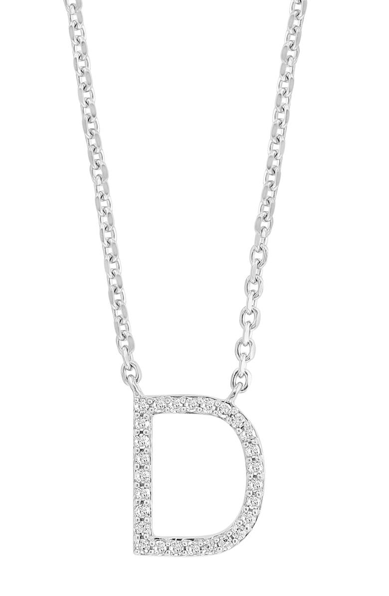 EFFY Sterling Silver Diamond 'D' Initial Pendant Necklace, Alternate, color, Silver