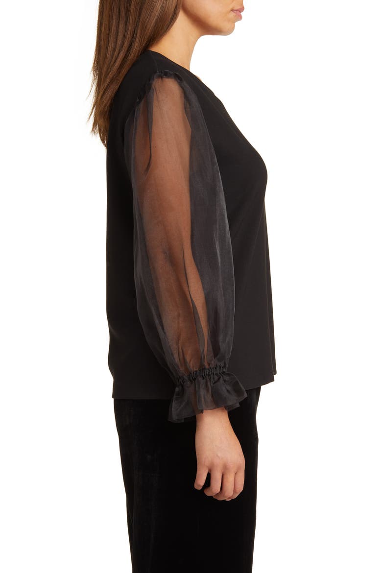 Madot Organza Sleeve Top, Alternate, color, BLACK