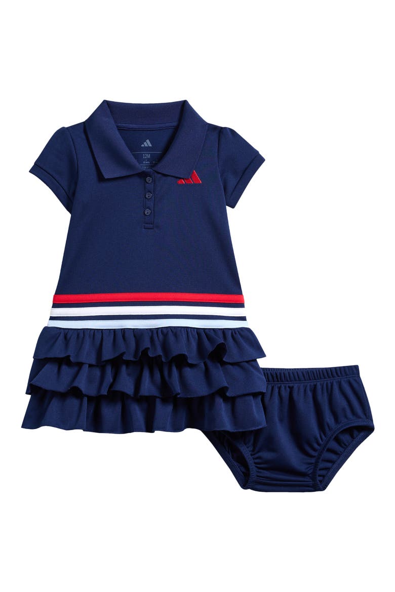 Ruffle Polo Dress & Bloomers Set, Main, color, DARK BLUE