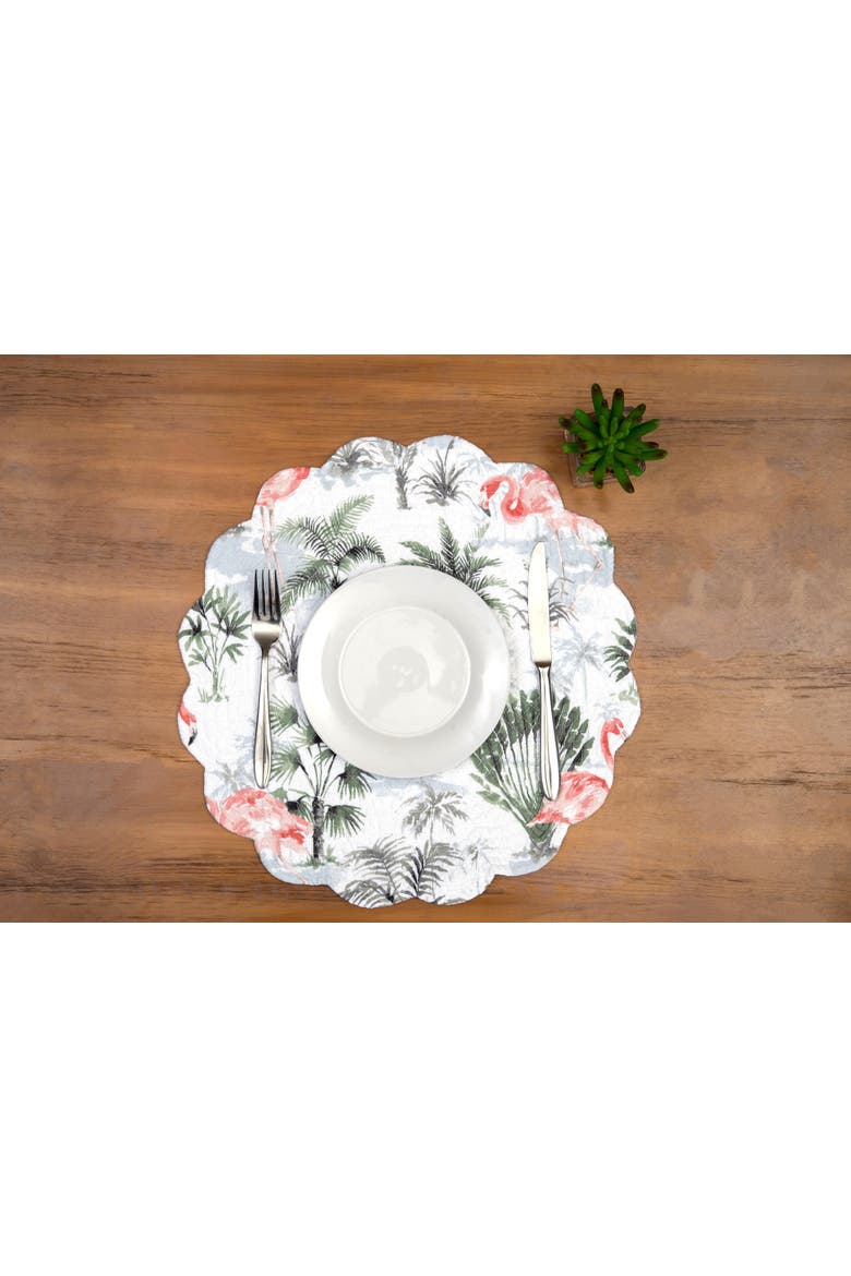 Flamingo Breeze Round Set of 6 Placemats  17", Alternate, color, Blue
