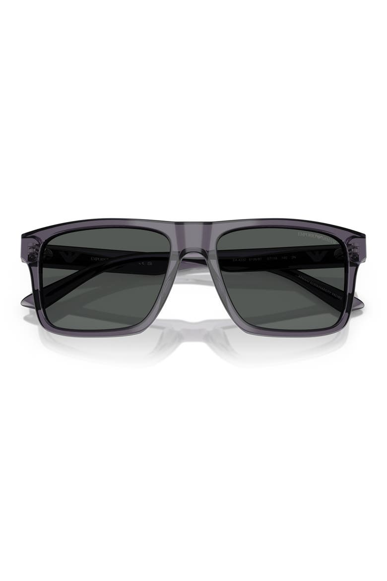 57mm Square Sunglasses, Alternate, color, TRANSPARENT DARK GREY / SMOKE