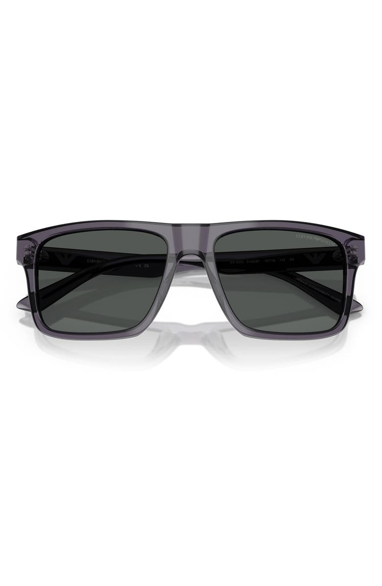 Emporio Armani 57mm Square Sunglasses, Alternate, color, Transparent Dark Grey / Smoke