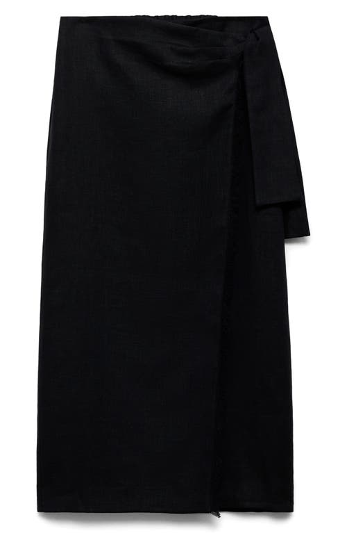 Mango Side Tie Linen Wrap Skirt
