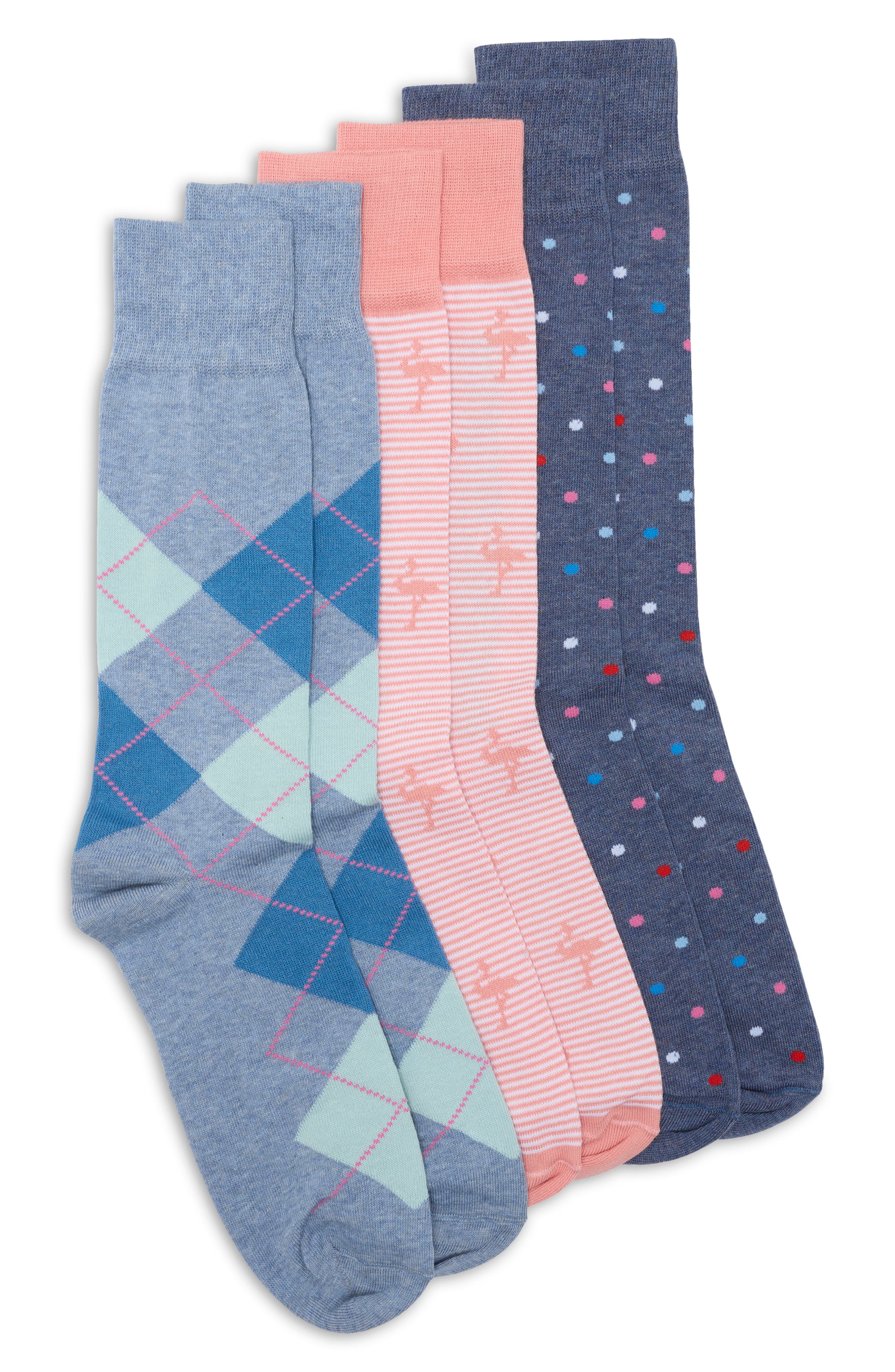 3-Pack Argyle Flamingo Dress Socks