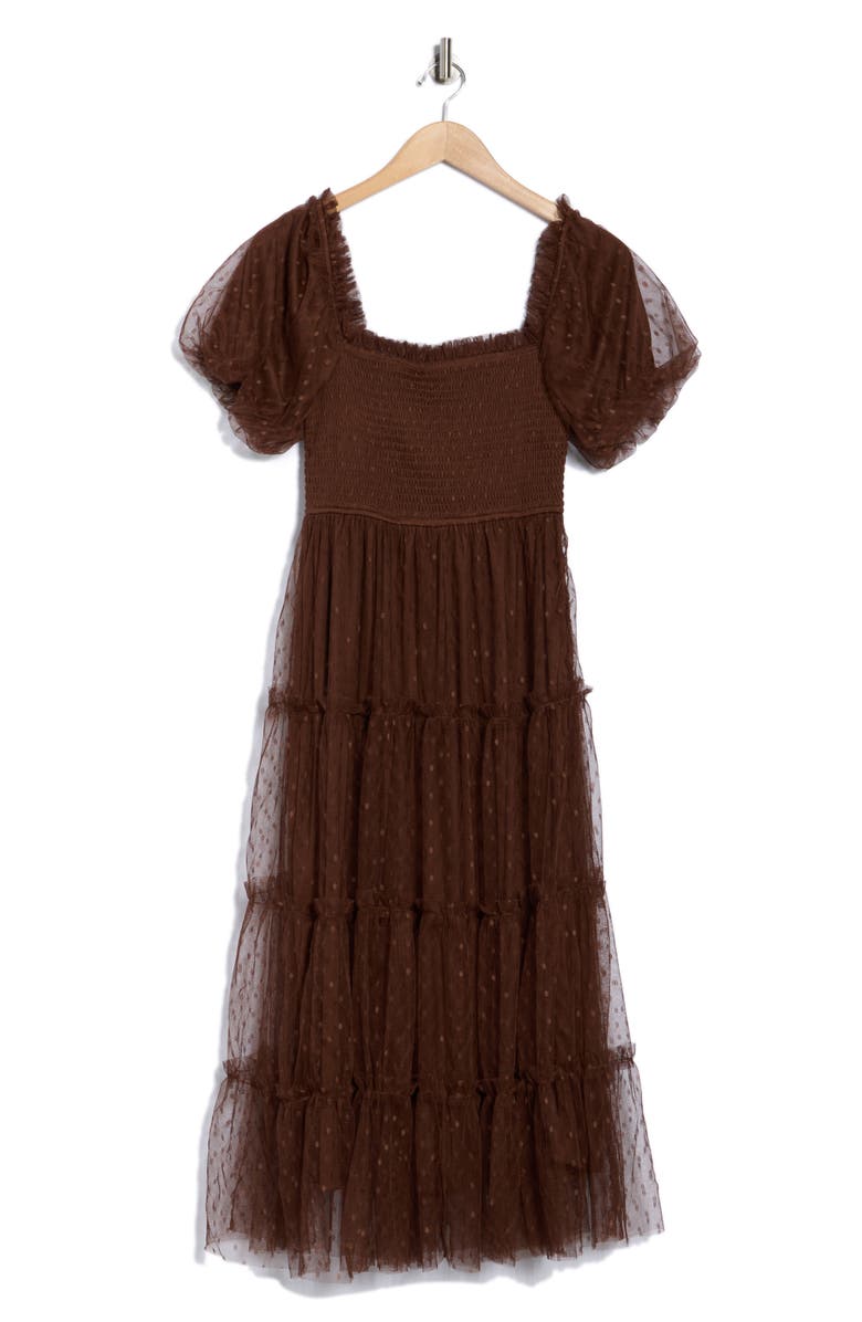 Blu Pepper Puff Sleeve Midi Dress, Alternate, color, 