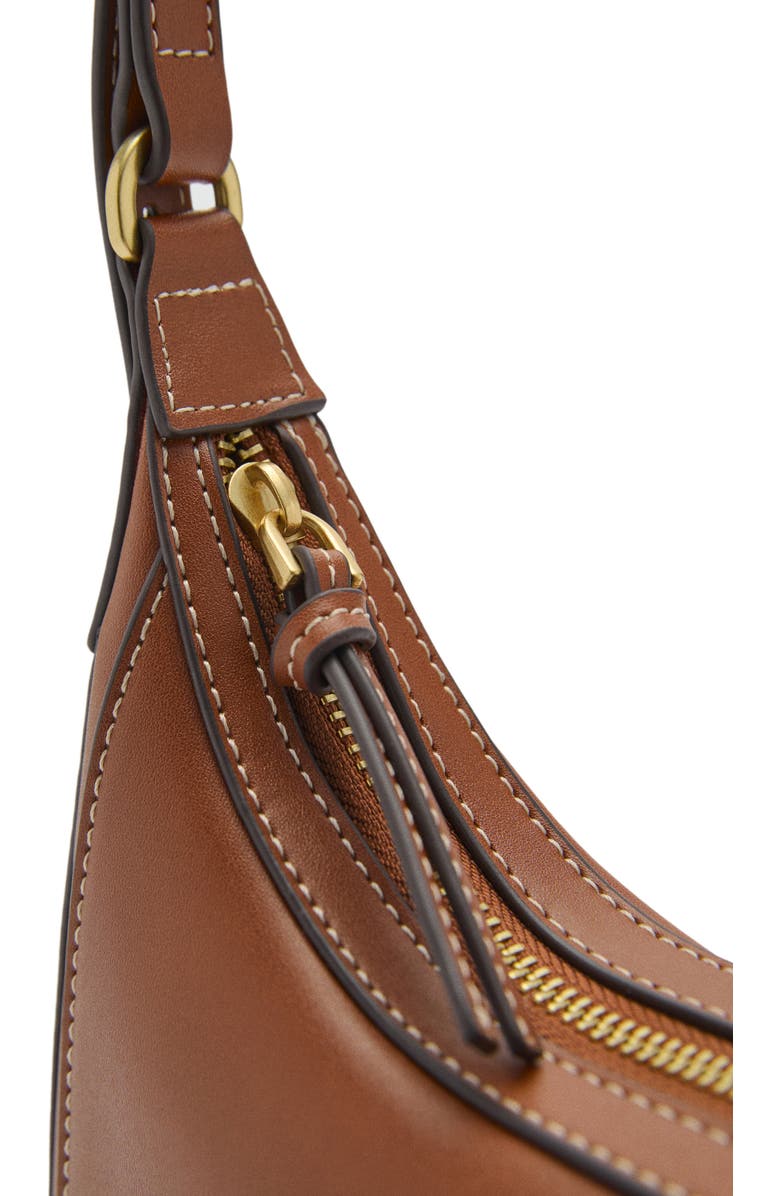 MANGO Oval Faux Leather Shoulder Bag, Alternate, color, Leather