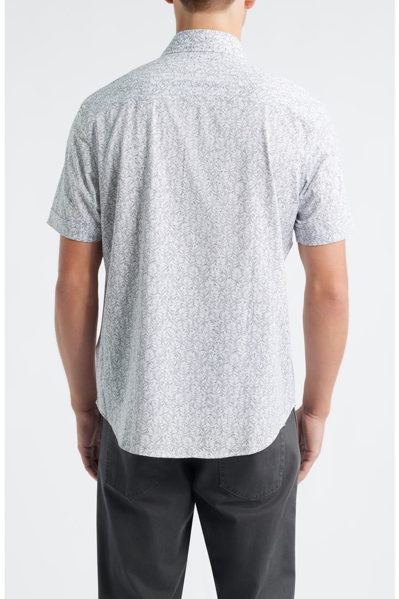 Miles OoohCotton® Leaf Print Short Sleeve Button-Up Shirt, Alternate, color, ZINC