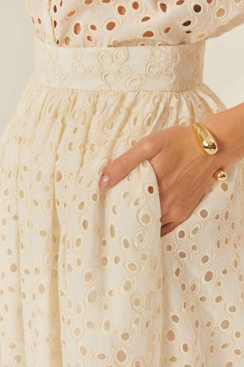 Paisley Cotton Midi Skirt, Main, color, Ecru