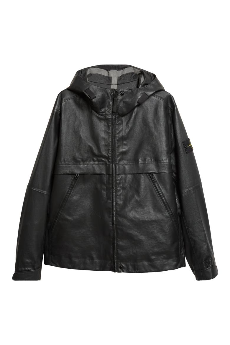 Hooded Lambskin Leather Jacket, Alternate, color, V0029 BLACK