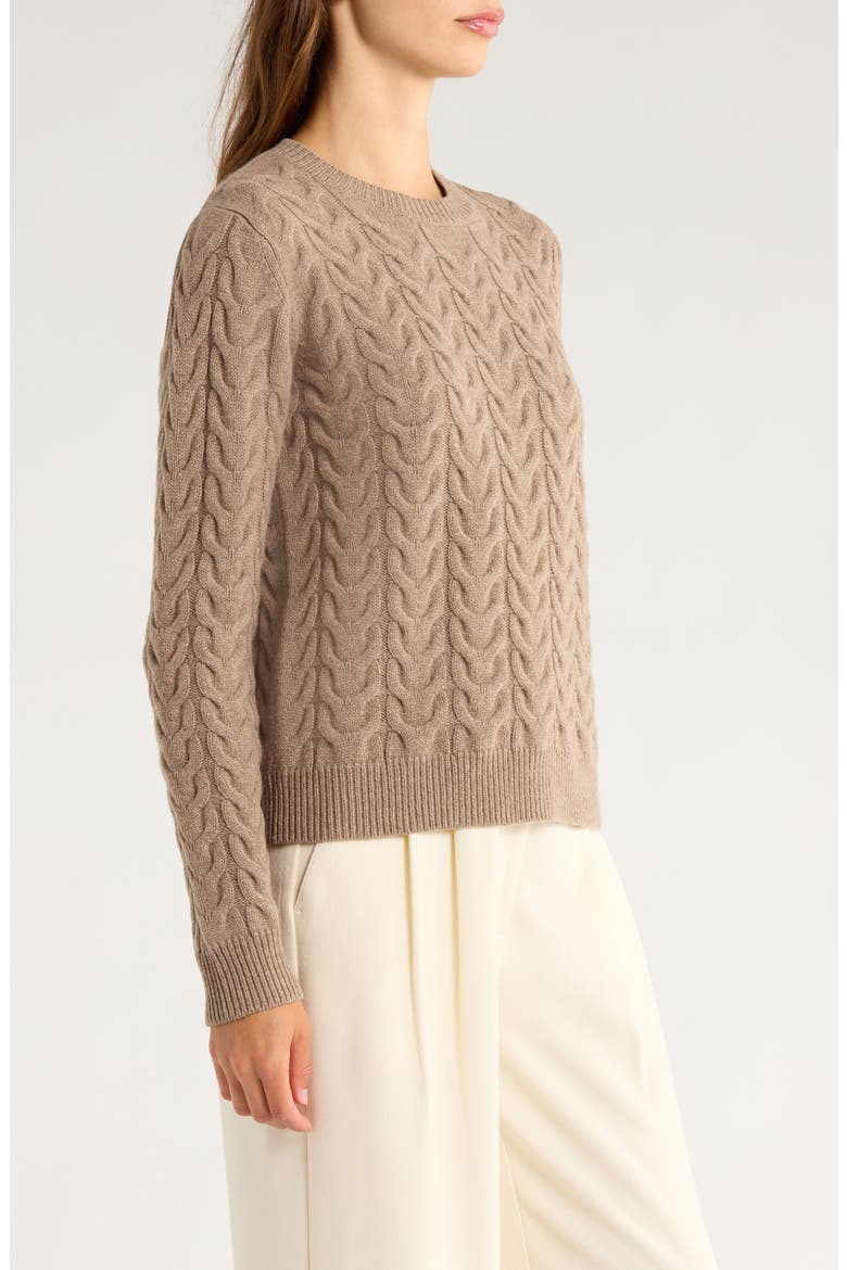 Aramis Cashmere Cable Knit Sweater, Alternate, color, CAMEL