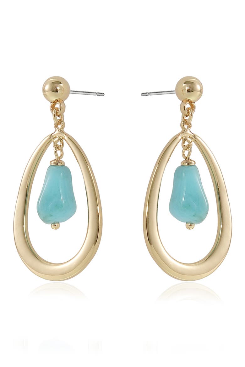 Stone Teardrop Earrings, Alternate, color, TURQUOISE