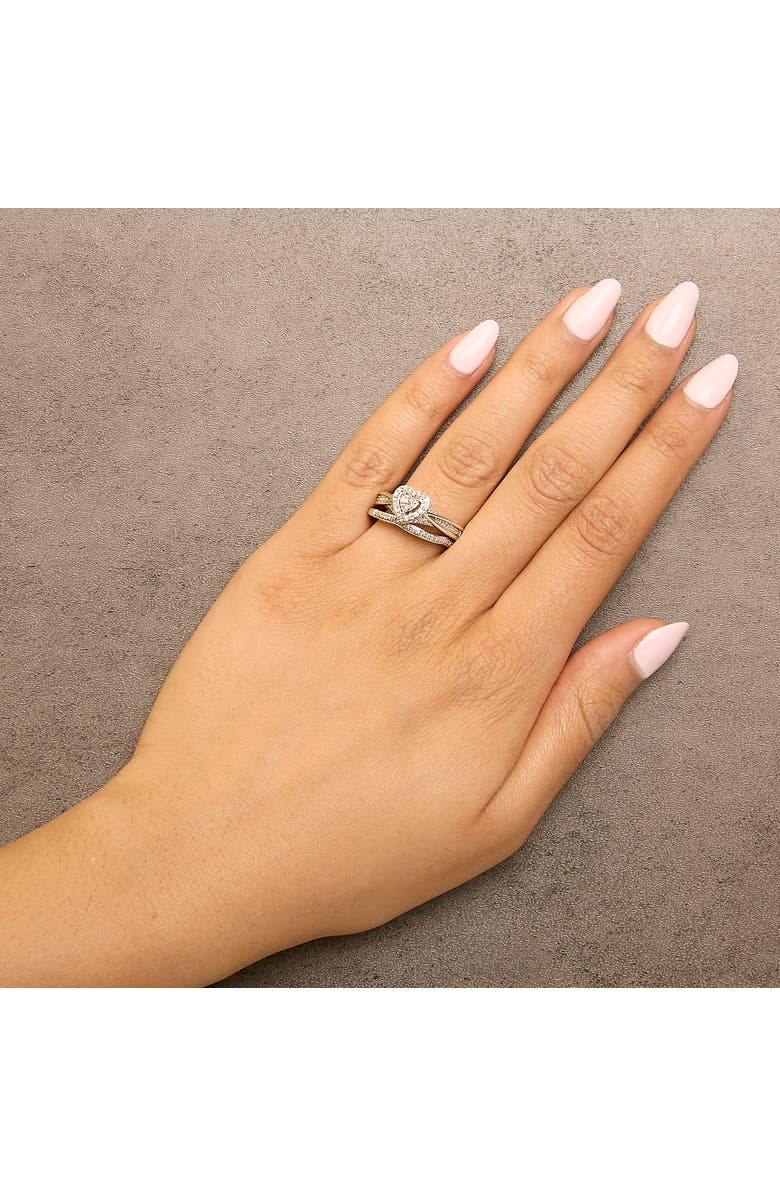 Haus of Brilliance Sterling Silver 1/5 Cttw Diamond Heart Motif Bridal Set, Alternate, color, Silver