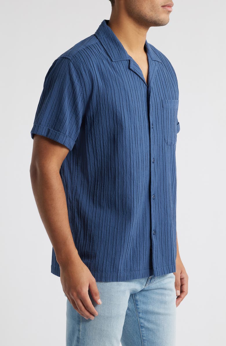 Rails Ohana Short Sleeve Stretch Cotton Plissé Camp Shirt, Alternate, color, Sea Blue