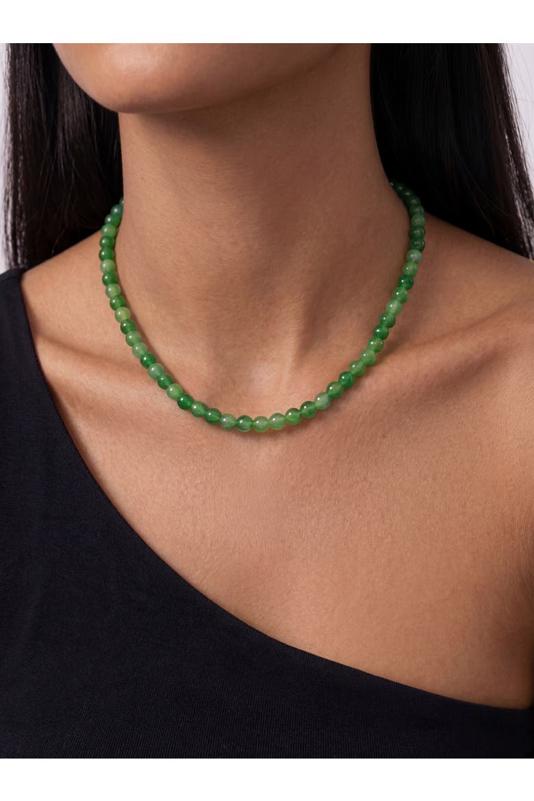 Lime Green jade beaded necklace, Alternate, color, Green