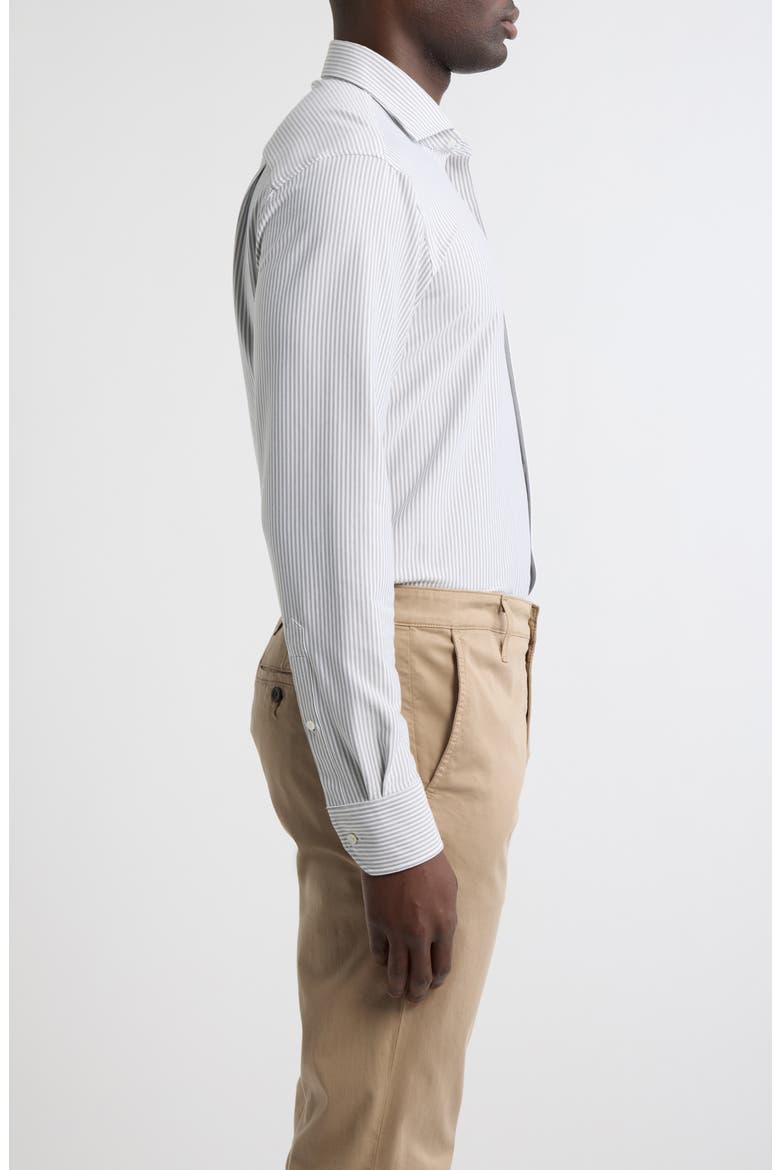 Excursionist Flex Tailored Fit Pinstripe Wrinkle Resistant Button-Up Shirt, Alternate, color, ARGENTO