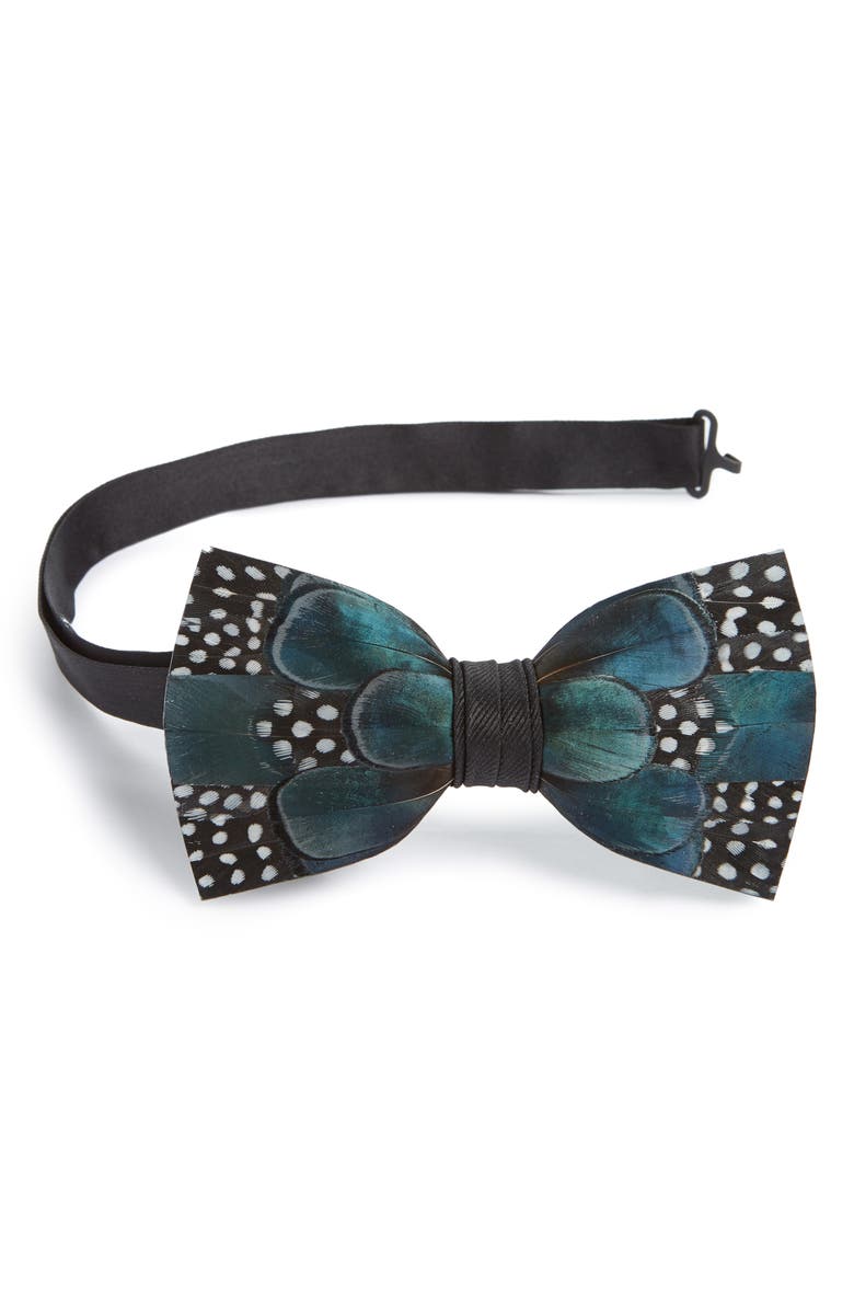 Brackish & Bell Scarab Feather Bow Tie, Main, color,