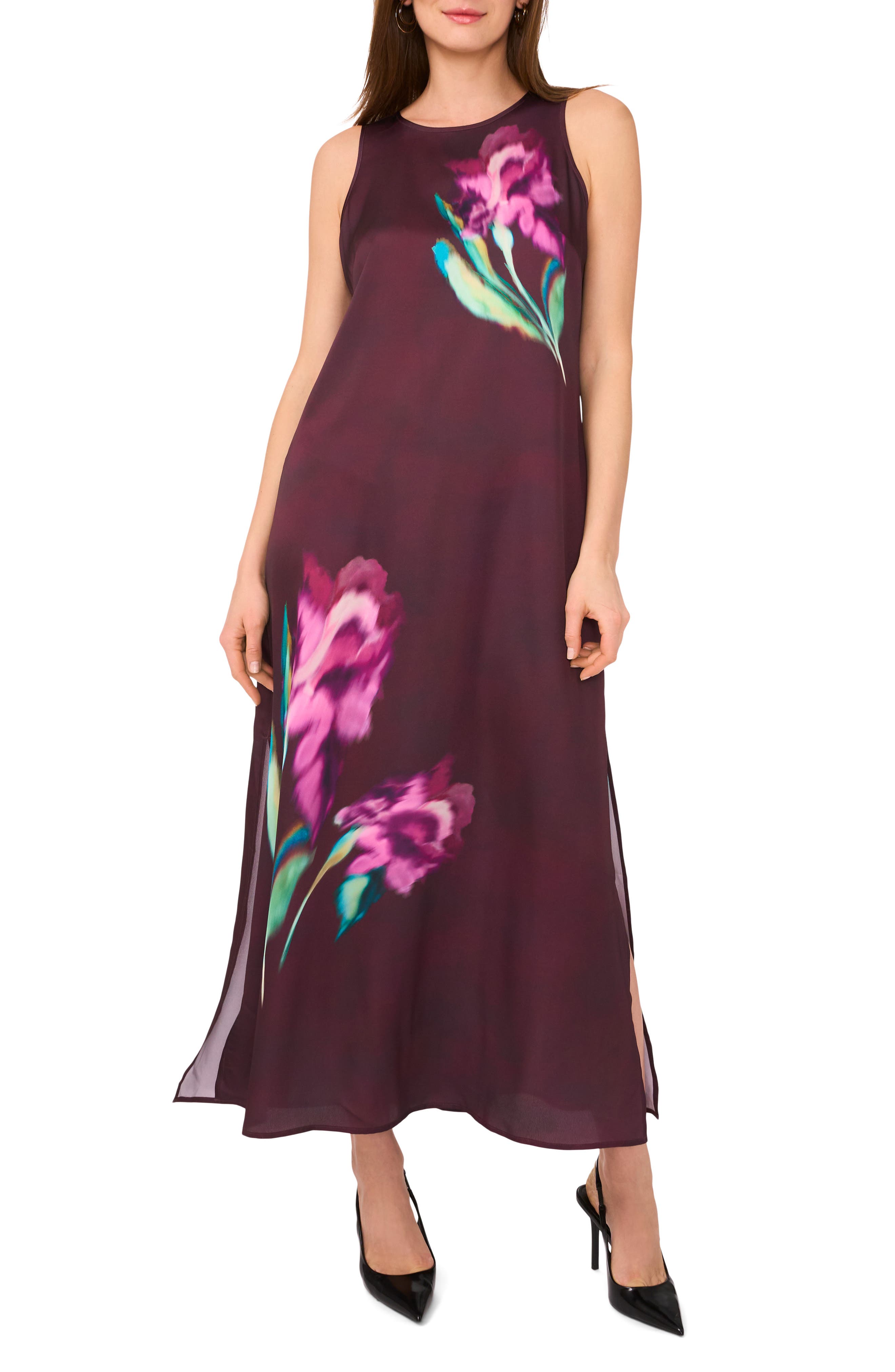 Vince Camuto Floral Print Sleeveless Maxi Dress