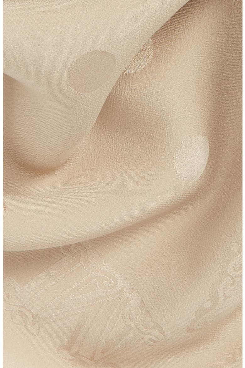 Saveria Polka Dot Jacquard Silk Scarf, Alternate, color, BEIGE