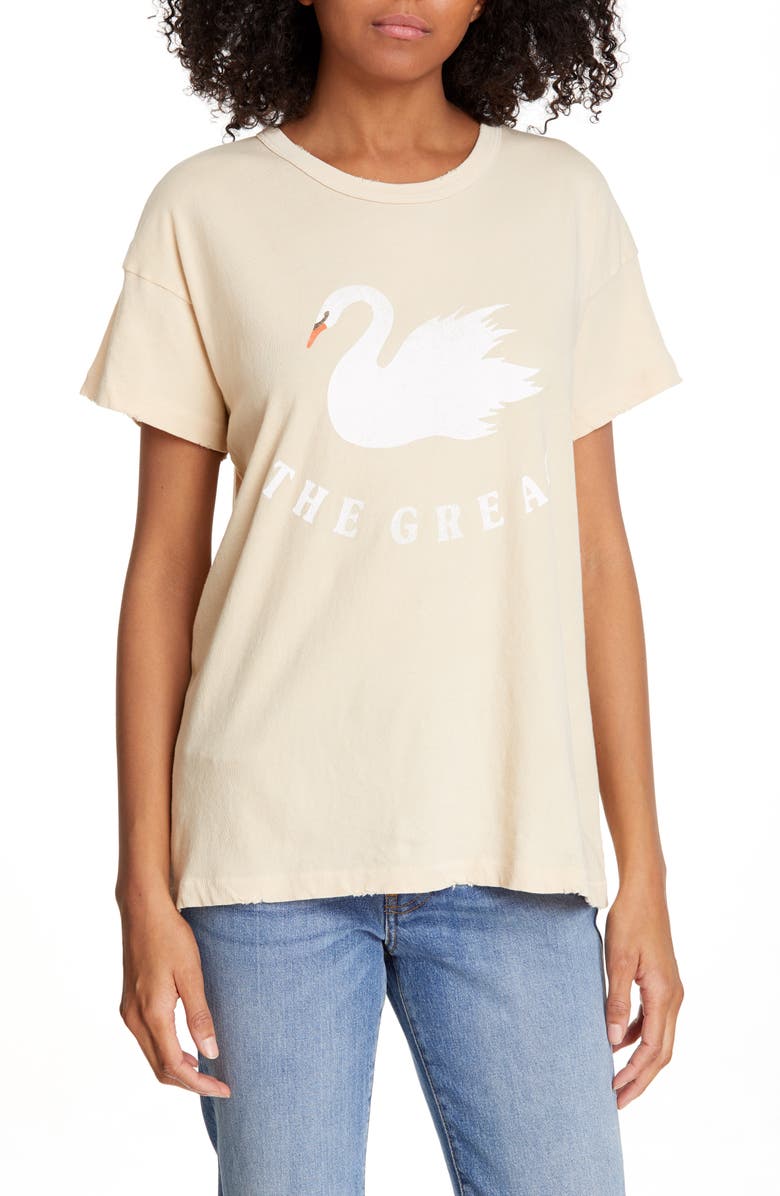 THE GREAT. The Boxy Crew Print Tee, Main, color, 
