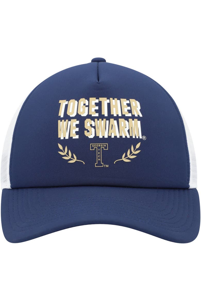 Men's adidas Navy Georgia Tech Yellow Jackets Phrase Foam Front Trucker Adjustable Hat, Alternate, color, Navy