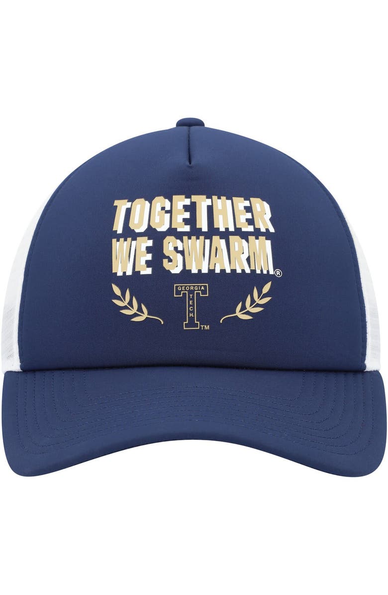 adidas Men's adidas Navy Georgia Tech Yellow Jackets Phrase Foam Front Trucker Adjustable Hat, Alternate, color, Navy