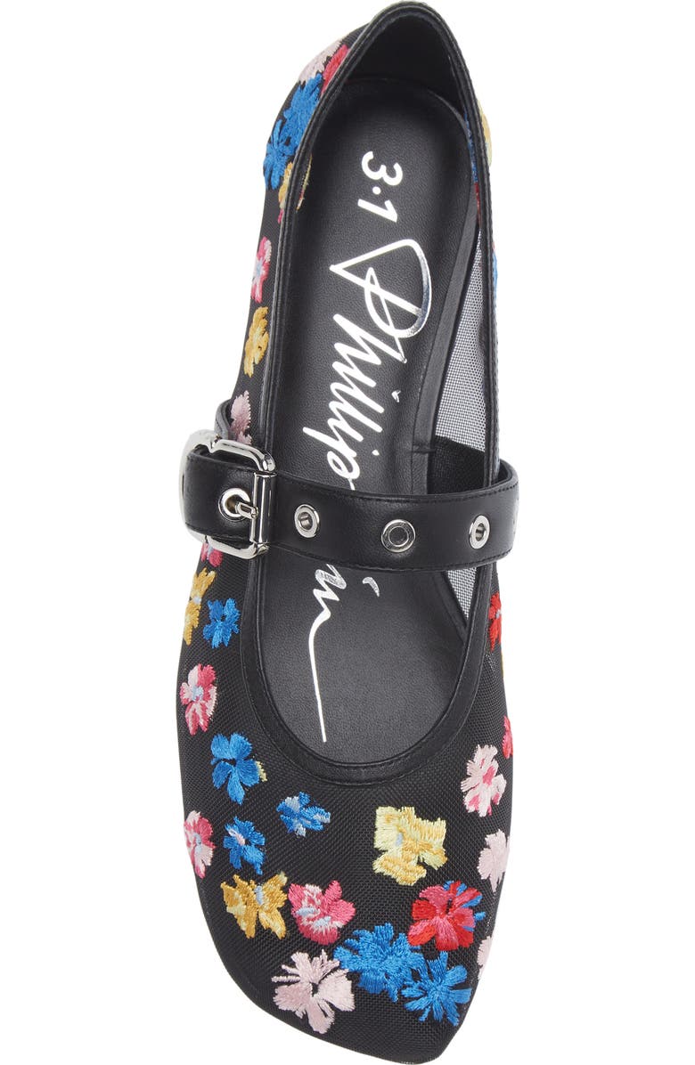 3.1 Phillip Lim Flowerworks Mesh Mary Jane Flat, Alternate, color, Black Multi