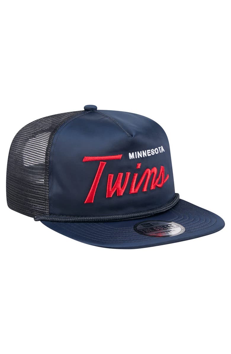 New Era Men's New Era Navy Minnesota Twins Retro Satin Script Golfer Adjustable Hat, Alternate, color, Navy