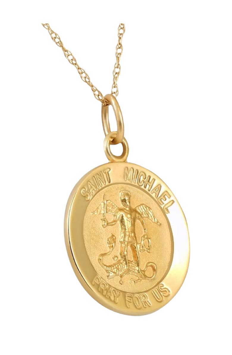 Bliss Diamond 14k Gold St. Michael Medal Pendant  1" Tall 4.5 Grams, Alternate, color, 
