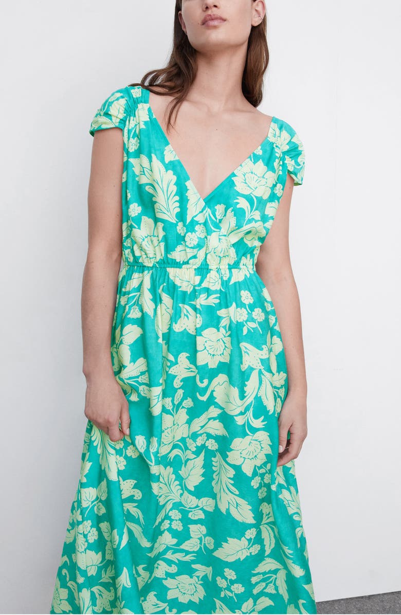 MANGO Floral Ruched Dress, Alternate, color,