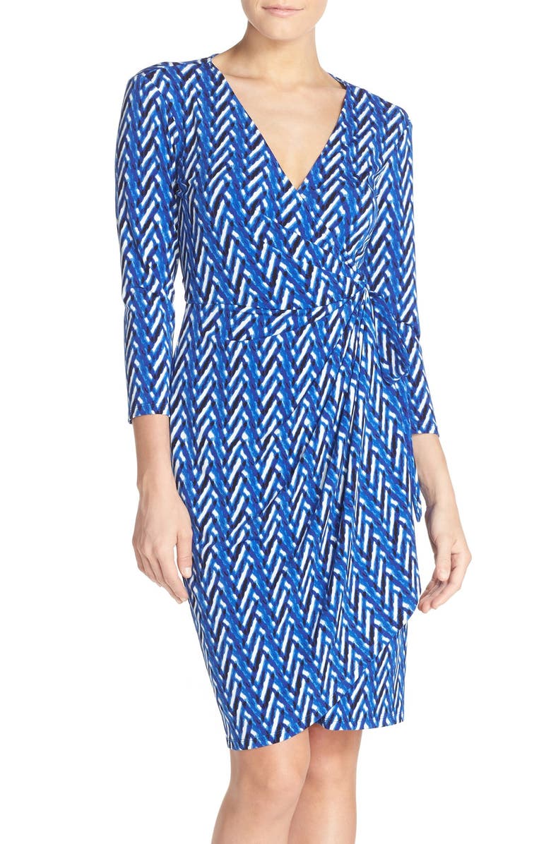 Maggy London Print Jersey Wrap Dress, Main, color,