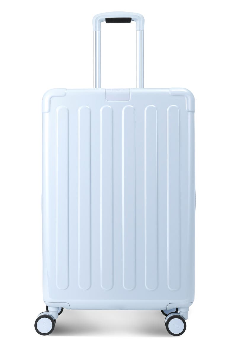 Nostos Glossy Medium Spinner Suitcase, Main, color, AITHER BLUE