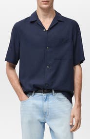 MANGO Regular Fit Lyocell Camp Shirt