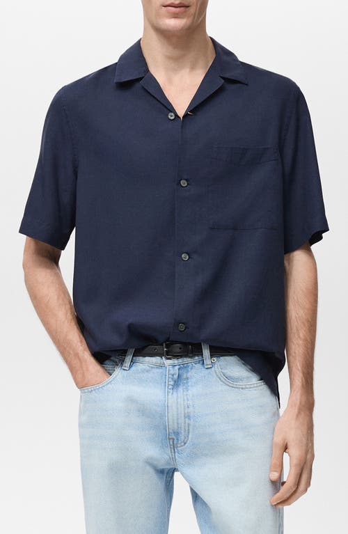 Mango Regular Fit Lyocell Camp Shirt In Blue