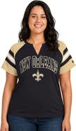 STARTER Women's Starter Black New Orleans Saints Plus Size Game On Notch Neck Raglan T-Shirt