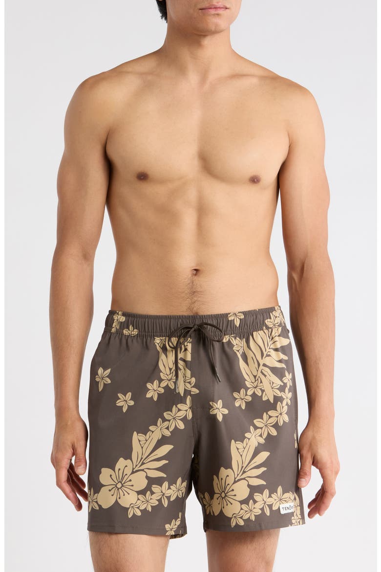 Printed Day Board Shorts, Main, color, BARK