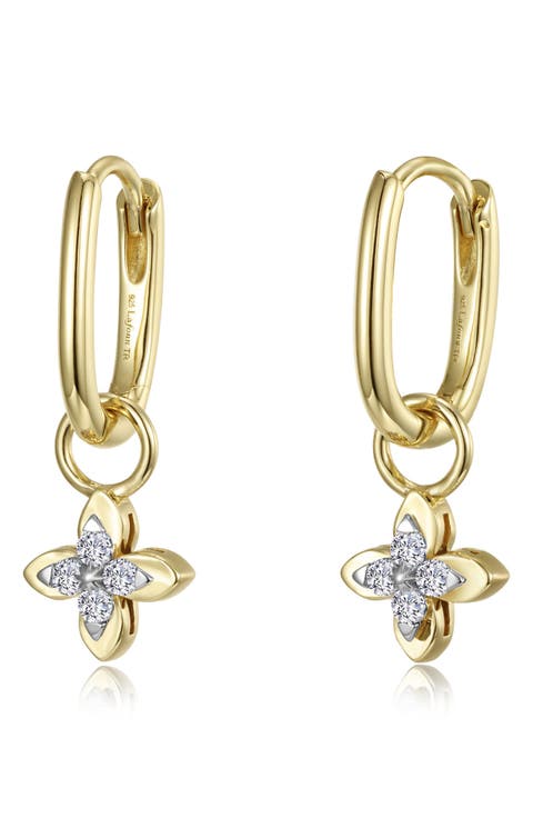 Magnolia Blossom Simulated Diamond Huggie Hoop Earrings
