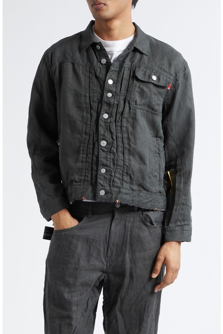 Linen Denim Jacket, Main, color, KHAKI GRAY