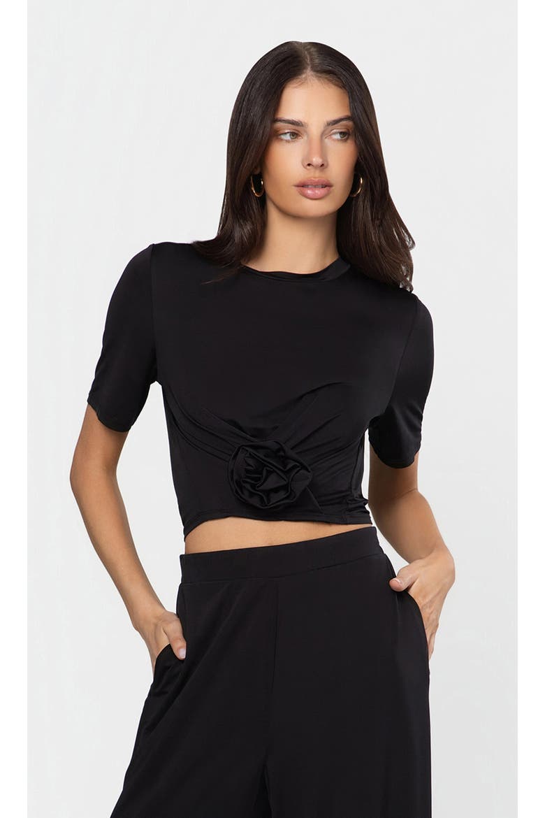 Adelaide Rose Sheen Jersey Top, Main, color, Black