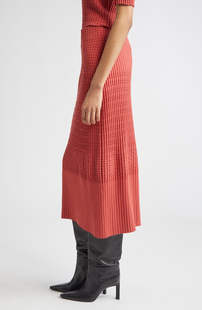 Lafayette 148 New York Mixed Rib Pull-On Knit Skirt, Alternate, color, Red Brick