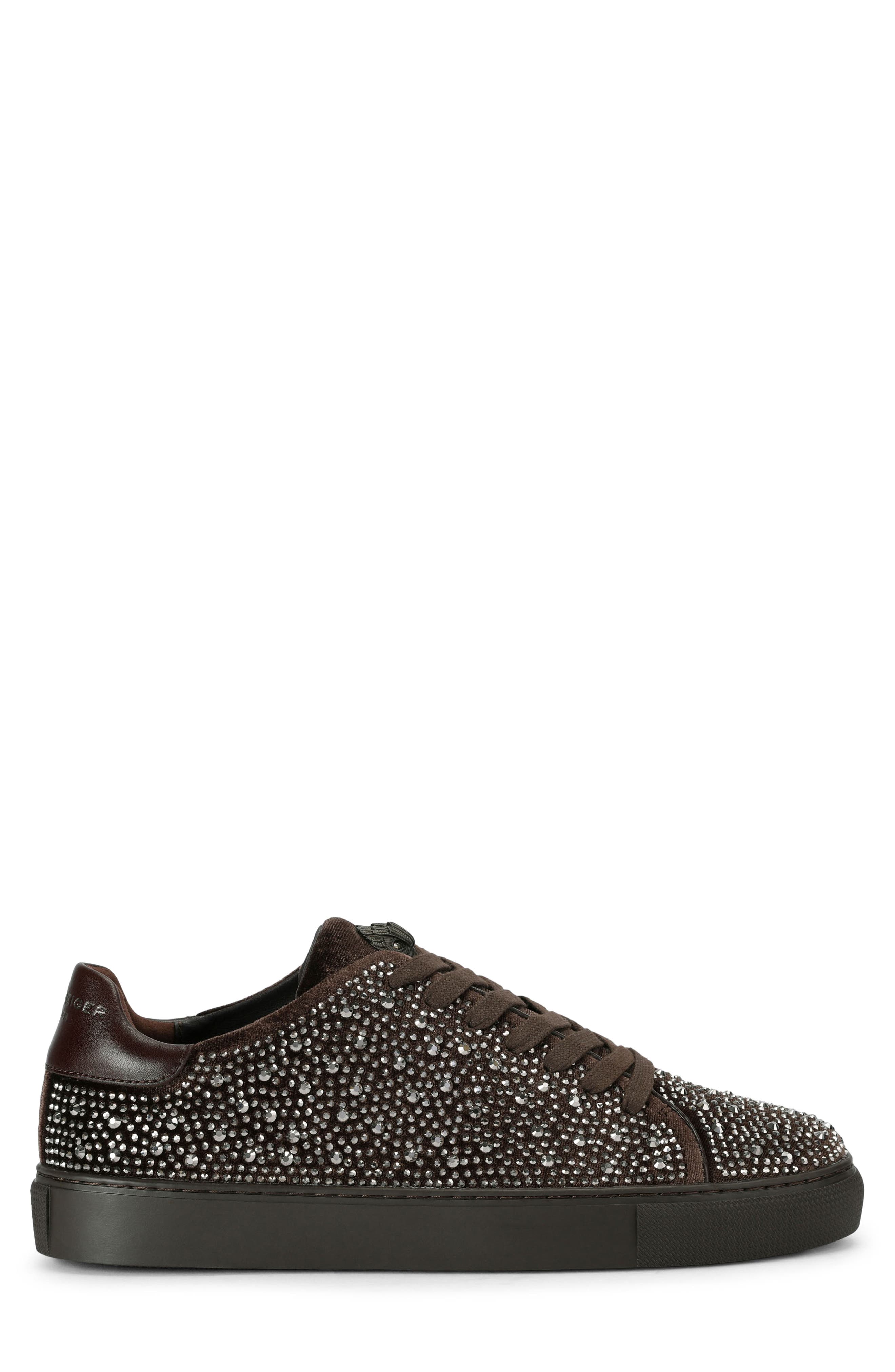 Lennon Crystal Sneaker, Main, color, DARK BROWN