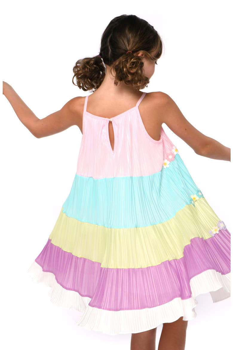 Kids' Colorblock Plissé Tiered Trapeze Dress, Alternate, color, PINK MULTI