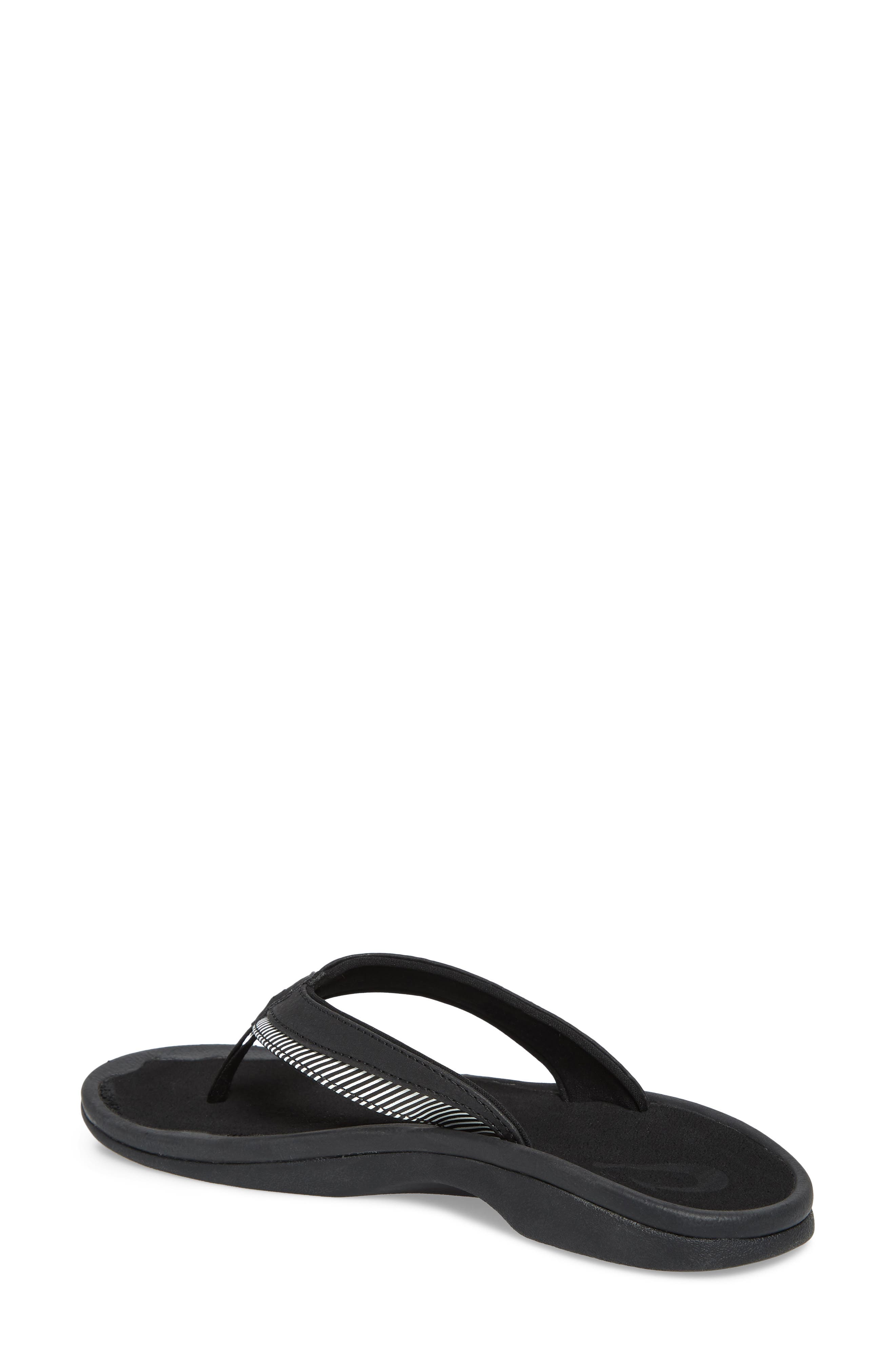 Wehi 'Ohana Flip Flop, Alternate, color, BLACK/ STRIPE FABRIC