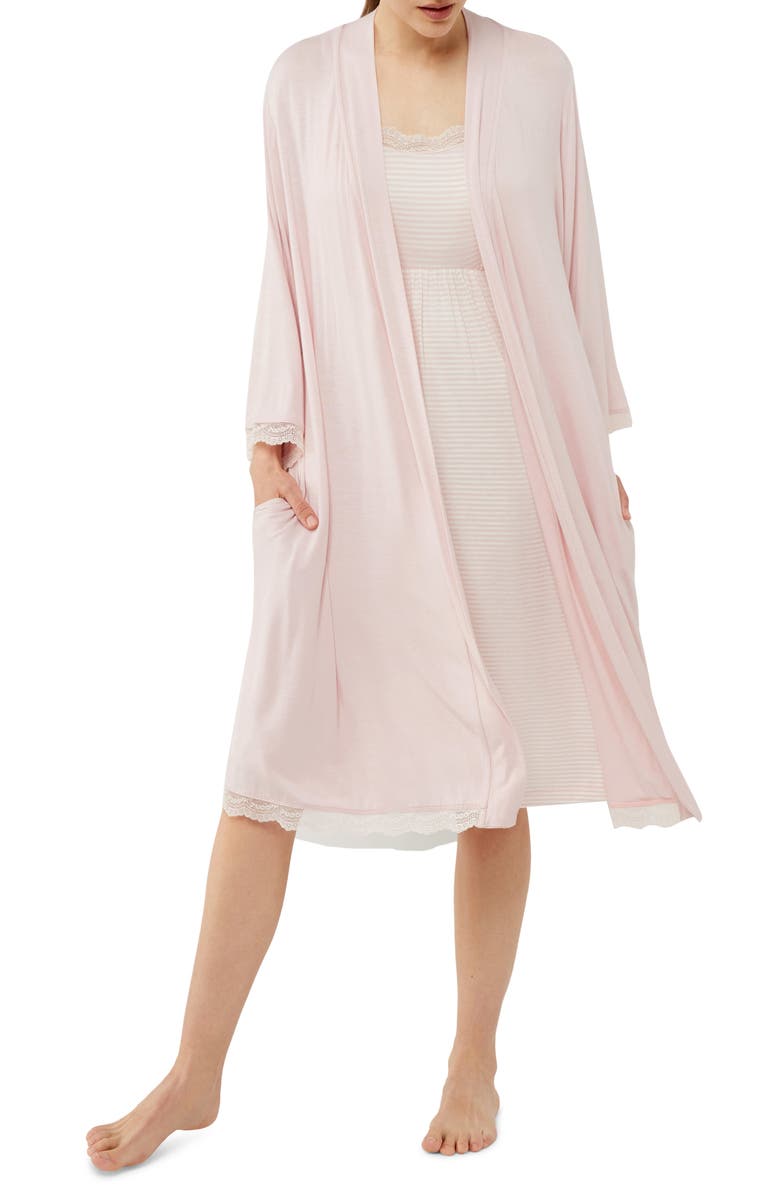 A PEA IN THE POD Nightgown & Robe Maternity/Nursing Set, Main, color,