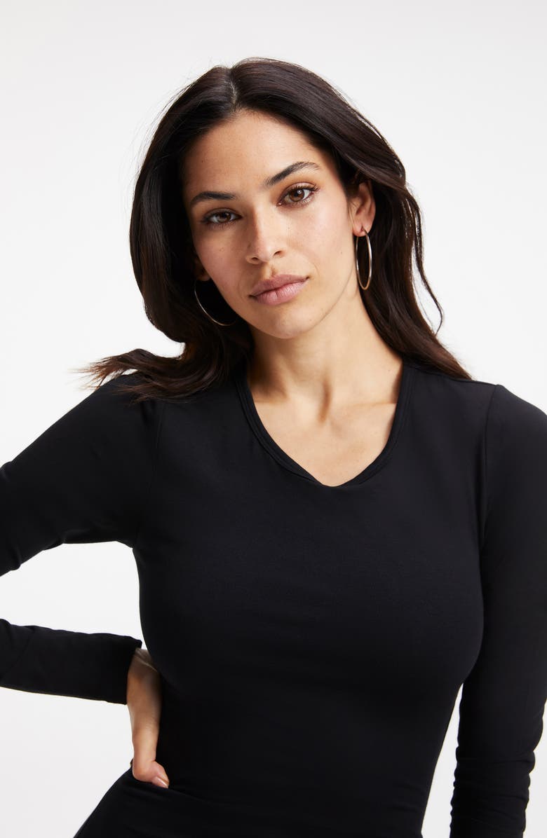 Good American Good Touch Long Sleeve Body-Con Midi Dress, Alternate, color, 